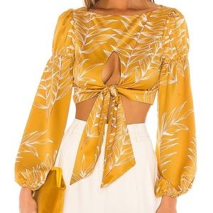 Camila Coelho Marcia Top in Gold Tropical Size M